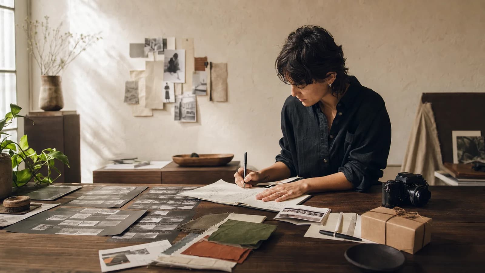A creator shaping a visual story at their studio table